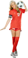 Shiah Webber balancing a soccer ball on her shoulder